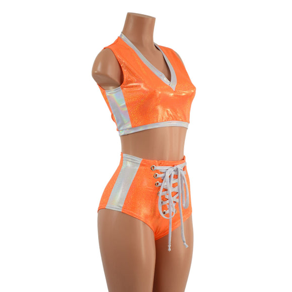 2PC Side Panel Top and Lace Up Set - Coquetry Clothing