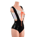 2PC Suspender Romper and Laceup Mini Crop Tank Set - Coquetry Clothing