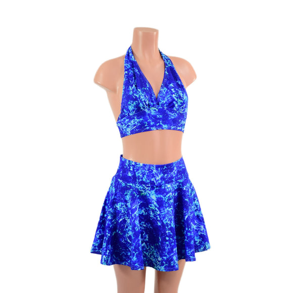 2PC Tie Back Halter & Mini Rave Skirt Set - Coquetry Clothing