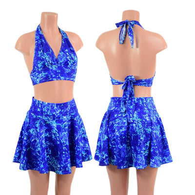 2PC Tie Back Halter & Mini Rave Skirt Set - Coquetry Clothing