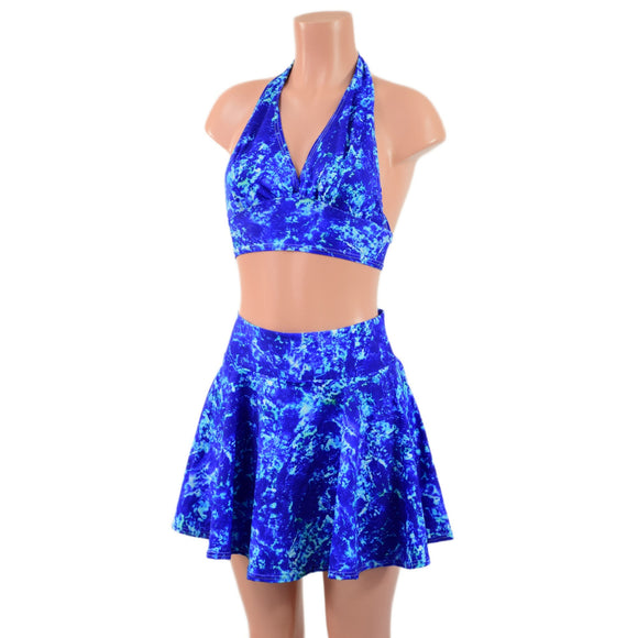 2PC Tie Back Halter & Mini Rave Skirt Set - Coquetry Clothing