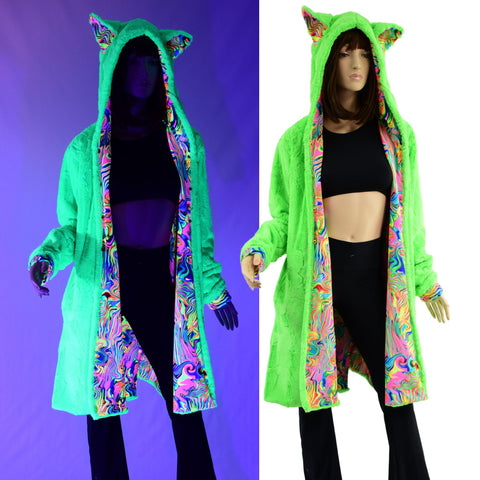 A Line Minky Coat with Kitty Ears - Coquetry Clothing