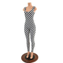 Strappy Back Tank Catsuit in Black and White Checkered - 4