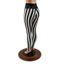 Black & White Striped Leggings with Black Mystique Waistband - 2