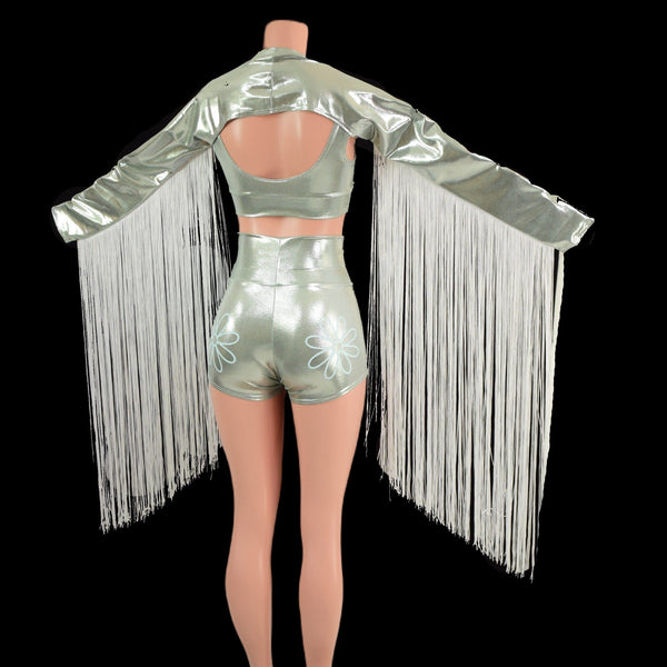 Ready to Ship 3pc Fringe and Flowers Set in Platinum Small - 3