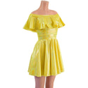 Off Shoulder Belle Skater Dress with Ruffle in Yellow Sparkly Jewel - 5