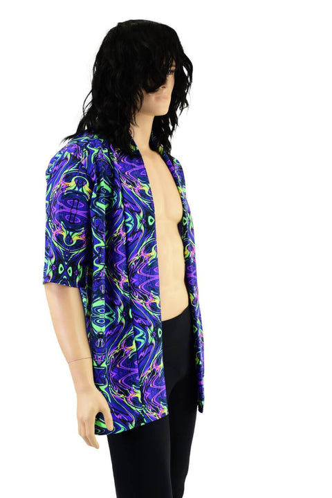 Ready to Ship Mens Open Front Nomad Shirt in Neon Melt (Unisex) Large - Coquetry Clothing
