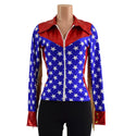 Red White and Blue Patriotic Rodeo Shirt with Fringe - 6