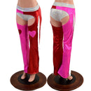 Bootcut Valentine Heart Applique Fringe Chaps (shorts sold separately) - Coquetry Clothing