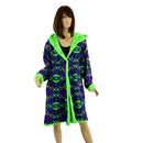 Neon UFO Minky and Neon Melt Reversible A Line Coat - Coquetry Clothing