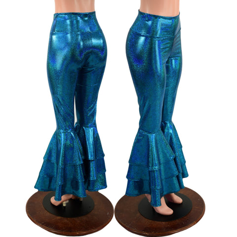 Ocean Sparkle High Waist Triple Tier Bell Bottom Flares - Coquetry Clothing