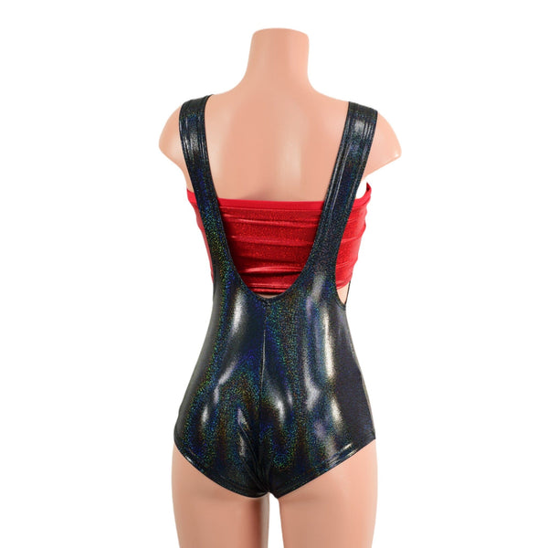 Black Holographic Suspender Overall Romper with Boy Cut Leg (top sold separately) - 6