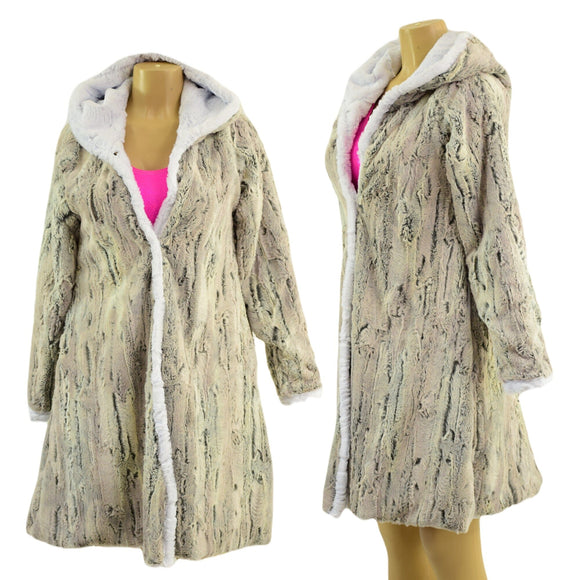 Double Minky Reversible A Line Coat - Coquetry Clothing