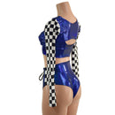 3PC Blue Sparkly Jewel Grid Girl Shorts Set - Coquetry Clothing