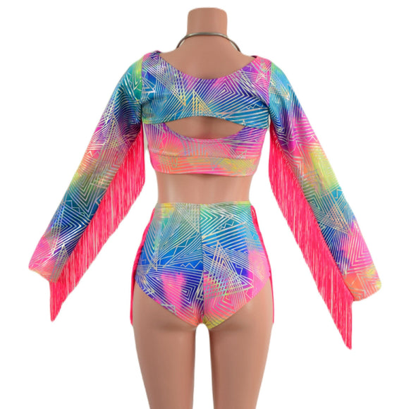 3PC Bolero Fringe Set with Siren Shorts and Starlette Bralette - Coquetry Clothing