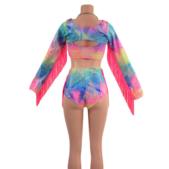 3PC Bolero Fringe Set with Siren Shorts and Starlette Bralette - Coquetry Clothing