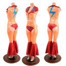 3PC Chaps, Zippered Crop Vest, and Siren Shorts Set - Coquetry Clothing