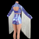 3pc Fringe and Flowers Set in Lavender Ice - Coquetry Clothing