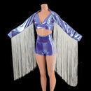 3pc Fringe and Flowers Set in Lavender Ice - Coquetry Clothing