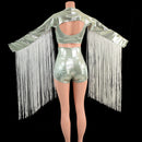 3pc Fringe and Flowers Set in Platinum - Coquetry Clothing