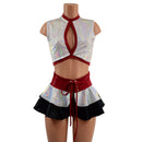 3PC Keyhole Crop, Double Ruffle Mini Skirt, and Cheeky Booty Shorts Set - Coquetry Clothing
