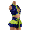 3PC Keyhole Crop, Double Ruffle Mini Skirt, and Siren Shorts Set - Coquetry Clothing