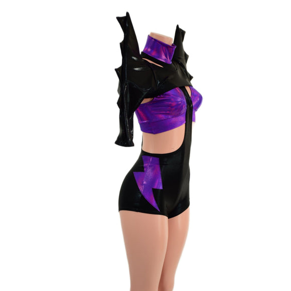 3PC UFO Suit with Bolt Applique and Mega Shoulder Bolero Set - Coquetry Clothing