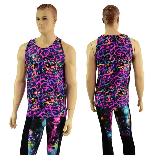 Mens Rainbow Leopard Muscle Shirt - 1