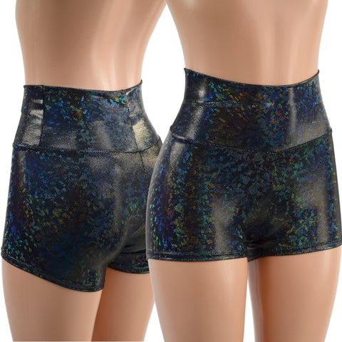 Ready To Ship Black Kaleidoscope High Waist Shorts Coquetry Clothing 
