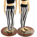 Kids Black and White Striped Leggings with Black Mystique Waistband - 1