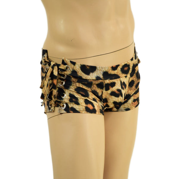 Mens Lowrise Laceup Aruba Shorts in Leopard Print - 2