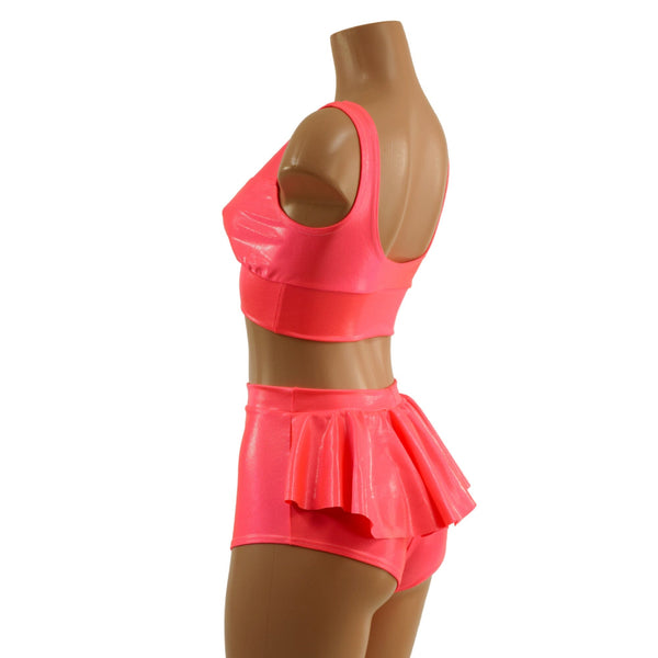 Blazing Coral Starlette Bralette and Ruffle Rump Siren Shorts Set - 3