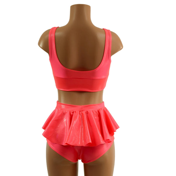 Blazing Coral Starlette Bralette and Ruffle Rump Siren Shorts Set - 4