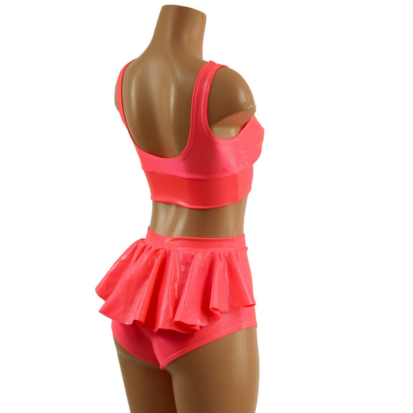 Blazing Coral Starlette Bralette and Ruffle Rump Siren Shorts Set - 5