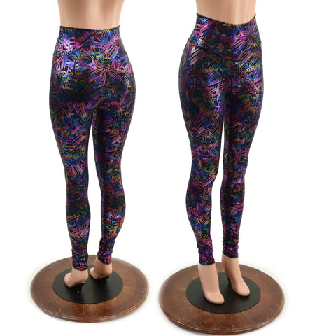High Waist Leggings in Cyberspace OVERSTOCK Ready To Ship - Coquetry Clothing