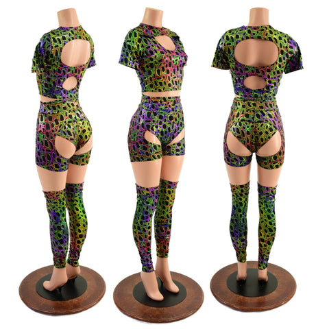 Poisonous Print Nirvana Set with Thigh High Leg Warmers - Coquetry Clothing