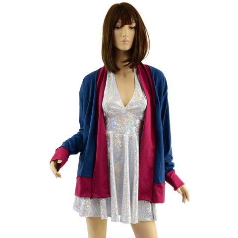 Not A Cardigan in Poseidon with Bordeaux Trim - Coquetry Clothing