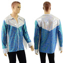 Stardust and White Kaleidoscope Mens Rodeo Shirt with Fringe - 1