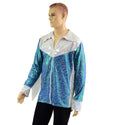 Stardust and White Kaleidoscope Mens Rodeo Shirt with Fringe - 5