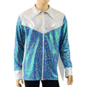 Stardust and White Kaleidoscope Mens Rodeo Shirt with Fringe - 2