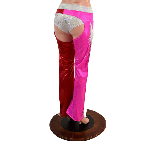 Bootcut Valentine Heart Applique Fringe Chaps (shorts sold separately) - Coquetry Clothing