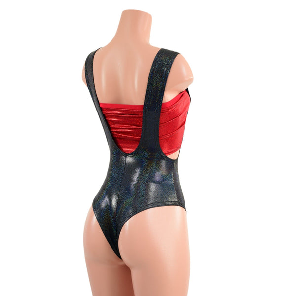 Brazilian Back Suspender Romper in Black Holographic (top sold separately) - 5