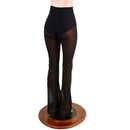 Black Zen Bootcut Leggings with Siren cut and Black Mesh Legs - Coquetry Clothing