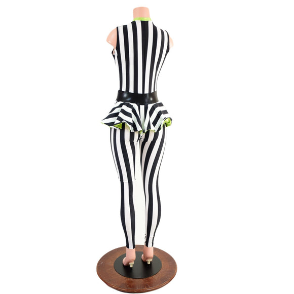 Plunging V Catsuit with Ruffle Rump and V Front Waistband - Coquetry Clothing