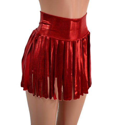 High Waist Gladiator Shorts in Red Sparkly Jewel