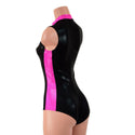 Black Mystique Stella Romper with Neon Pink Side Panels and Collar - 4