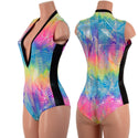 Plunging V Neck Side Panel Romper - 1