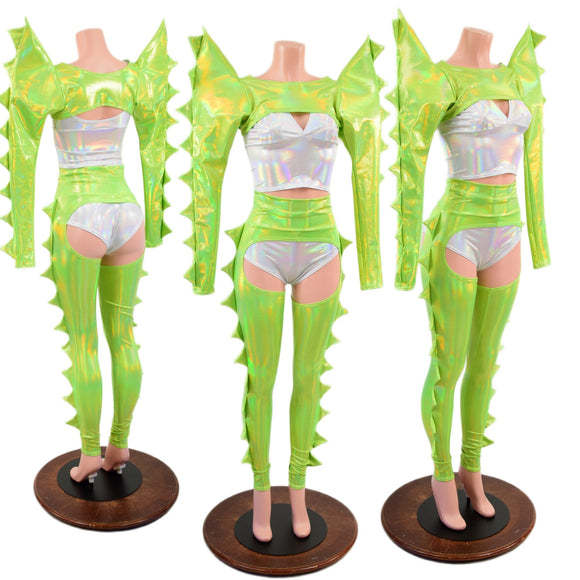 4PC Bolero, Chaps, Starlette and Sirens set with Spikes - Coquetry Clothing