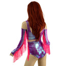 4PC Laceup Fringe Shorts, Fingerless Gloves, and Bralette Set - Coquetry Clothing