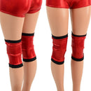 4PC Red and Black Wrestling Shorts, Crop Top and Knee Pad Covers Set - Coquetry Clothing